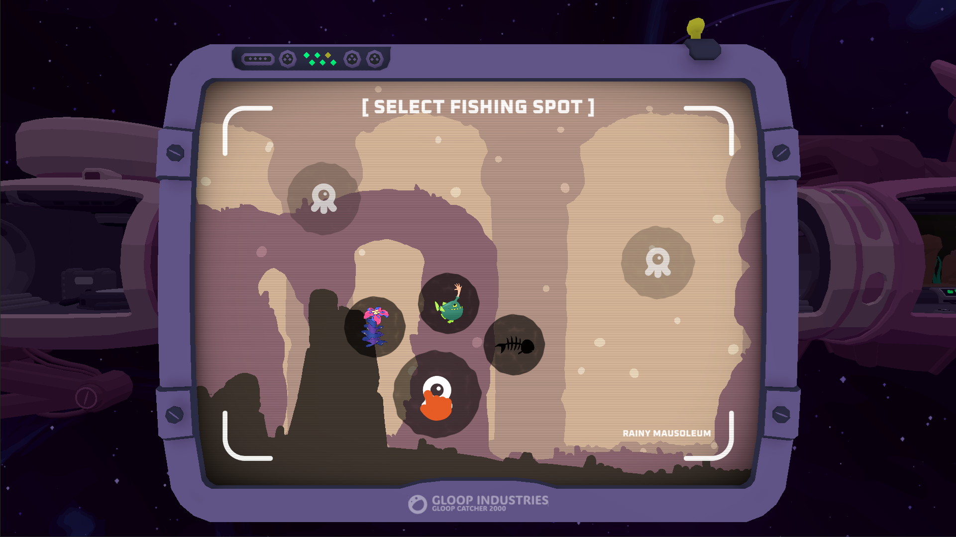 Fishing zones screen